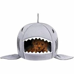 MEZHENG Lit Grotte Pour Chat Requin Panier Pour Animaux Domestique 2 En 1 Canapé&Nid Douillet Chiot Chaud Sac De Couchage Intérieur Tente De Lit Pour Petit Chien Chaton Lapin Hamster Avec Coussin Détachable -Promos Litière et bac à litière Magasin 65671585 4