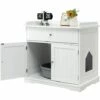 COSTWAY Enceinte De Bac à Litière Pour Chat, Meubles De Toilette Cachés Pour Chat Avec Tiroir Et 2 Portes, Table D'Appoint Pour Chat, Meubles Modernes Pour Bac à Litière Cachée Pour Chat -Promos Litière et bac à litière Magasin 65695420 1