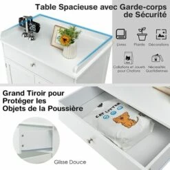 COSTWAY Enceinte De Bac à Litière Pour Chat, Meubles De Toilette Cachés Pour Chat Avec Tiroir Et 2 Portes, Table D'Appoint Pour Chat, Meubles Modernes Pour Bac à Litière Cachée Pour Chat -Promos Litière et bac à litière Magasin 65695420 4