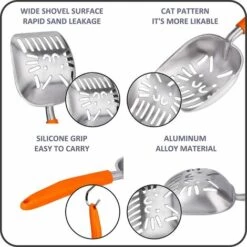 MEZHENG Pelles à Litière Métal Pelle à Litière Pour Chat En Alliage D'aluminium Avec Long Manche Facile à Nettoyer Pour Animaux De Compagnie, Rayures De Chat -Promos Litière et bac à litière Magasin 65749075 5