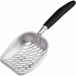 MEZHENG Pelles à Litière Métal Pelle à Litière Pour Chat En Alliage D'aluminium Avec Long Manche Facile à Nettoyer Pour Animaux De Compagnie, Rayures De Sergé