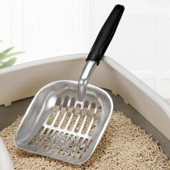 EINEMGELD Métal Pelle à Litière Pour Chat, Pelles à Litière En Alliage D'aluminium Avec Poignée En Caoutchouc Pour Animaux Domestiques Pelle à Tamiser Durable Pour Animaux De Compagnie -Promos Litière et bac à litière Magasin 65758459 5