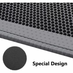 RHAFAYRE Tapis Litière Chat Bac à Litière Pour Chats, Imperméable Non Toxique EVA,Double Couche En Nid D'abeille Design (45*60cm, Gris) -Promos Litière et bac à litière Magasin 65791932 5