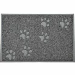 LUCKY-88 Tapis Pour Animaux De Compagnie Mignon Empreinte De Patte Rectangulaire Tapis De Litière Pour Chat Chat Et Chien Frottant Coussin De Pied Gris Clair 30*40cm -Promos Litière et bac à litière Magasin 65804860 2