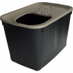 1001KDO POUR ANIMAUX Maison De Toilette Bac A Litière Chat Noir/taupe