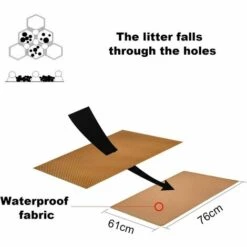 FVO Tapis Litière Chat Bac à Litière Pour Chats, Imperméable Non Toxique EVA,Double Couche En Nid D'abeille Design (76x61cm, Marron) -Promos Litière et bac à litière Magasin 66024409 2