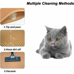 FVO Tapis Litière Chat Bac à Litière Pour Chats, Imperméable Non Toxique EVA,Double Couche En Nid D'abeille Design (76x61cm, Marron) -Promos Litière et bac à litière Magasin 66024409 3