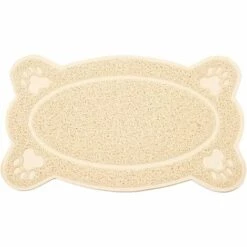 FVO Tapis De Litière Pour Chat, Tapis De Litière Pour Chat, Tapis De Nourriture Pour Animaux Domestiques （gris Et Beige）