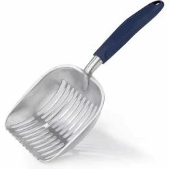 THSINDE Pelles à Litière Métal Pelle à Litière Pour Chat En Alliage D'aluminium Avec Long Manche Facile à Nettoyer Pour Animaux De Compagnie, Rayures De Droites