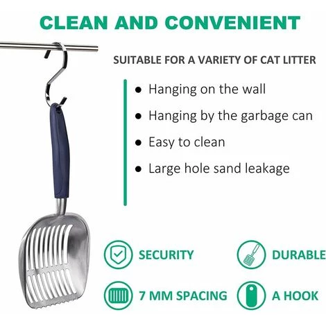 THSINDE Pelles à Litière Métal Pelle à Litière Pour Chat En Alliage D'aluminium Avec Long Manche Facile à Nettoyer Pour Animaux De Compagnie, Rayures De Droites 7 THSINDE Pelles à Litière Métal Pelle à Litière Pour Chat En Alliage D'aluminium Avec Long Manche Facile à Nettoyer Pour Animaux De Compagnie, Rayures De Droites – Image 5