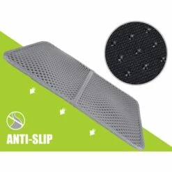 BDD Tapis Litière Chat Double Couche Pliable 60x42cm, Non Toxique EVA Avec 12mm Grand Trou En Forme De Diamant, Tapis De Toilette Chat Imperméable Antidérapant, Facile à Nettoyer（gris） -Promos Litière et bac à litière Magasin 66354400 4