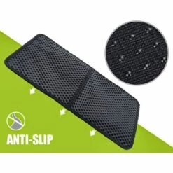 BDD Tapis Litière Chat Double Couche Pliable 60x42cm, Non Toxique EVA Avec 12mm Grand Trou En Forme De Diamant, Tapis De Toilette Chat Imperméable Antidérapant, Facile à Nettoyer（noir） -Promos Litière et bac à litière Magasin 66354436 5