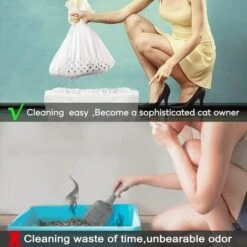 Paquet De 7 Sacs à Litière Pour Chat Cordons Sacs à Litière Filtrants Avec Cordons De Serrage Doublures Résistantes Aux Griffures Poignées Pour Pour Chats Chiens Nettoyage Du Bac à Litière (blanc, 940*547mm)——Adélala -Promos Litière et bac à litière Magasin 66380261 5