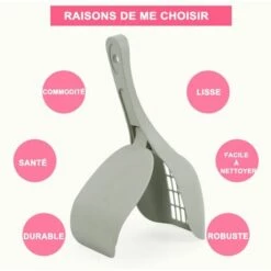 Pelle à Litière Avec Couvercle Pelle à Litière Pour Chat Pelle Litiere Chat Pelle à Ordures Antiadhésive Pour Filtration Rapide 25,5 * 9,9 Cm, Adélala -Promos Litière et bac à litière Magasin 66381484 2