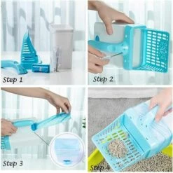 Pelles à Litière Chats, 2 En 1 Pelle à Litière Chat En Plastique, Pelle Profonde, Pelle Litière Scoop Pour Chat Avec Pelle Poubelle De Rangement -Adélala -Promos Litière et bac à litière Magasin 66384052 3