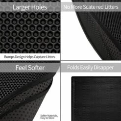 OCXIN Tapis De Bac à Litière, Tapis De Litière Pour Chat, Tapis De Bac à Litière, Conception En Nid D'abeille, Tapis De Bac à Litière, Conception à Double Couche Imperméable, Tapis En Nid D'abeille, Noir, 76cm * 61cm -Promos Litière et bac à litière Magasin 66858675 3