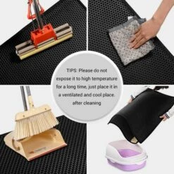 OCXIN Tapis De Bac à Litière, Tapis De Litière Pour Chat, Tapis De Bac à Litière, Conception En Nid D'abeille, Tapis De Bac à Litière, Conception à Double Couche Imperméable, Tapis En Nid D'abeille, Noir, 76cm * 61cm -Promos Litière et bac à litière Magasin 66858675 4