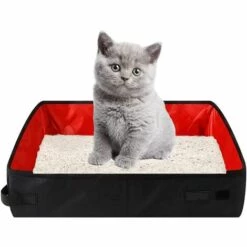 BF Bac à Litière Pliable Et Portable Pour Chat, Toilette Portable Pour Chat, Bac à Litière Pour Chat En Tissu Oxford, Litière Pour Chat Pliable, Pour Voyages En Plein Air Avec Animaux 40*30*11 Cm (rouge)