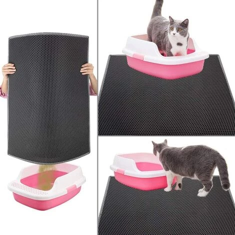 OCXIN Tapis De Bac à Litière, Tapis De Litière Pour Chat, Tapis De Bac à Litière, Conception En Nid D'abeille, Tapis De Bac à Litière, Conception à Double Couche Imperméable, Tapis En Nid D'abeille, Gris, 76cm * 61cm 7 OCXIN Tapis De Bac à Litière, Tapis De Litière Pour Chat, Tapis De Bac à Litière, Conception En Nid D'abeille, Tapis De Bac à Litière, Conception à Double Couche Imperméable, Tapis En Nid D'abeille, Gris, 76cm * 61cm – Image 5