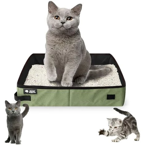 OUSUDELA Bac à Litière Pliable Et Portable Pour Chat, Toilette Portable Pour Chat, Bac à Litière Pour Chat En Tissu Oxford, Litière Pour Chat Pliable, Pour Voyages En Plein Air Avec Animaux (Vert) 3 OUSUDELA Bac à Litière Pliable Et Portable Pour Chat, Toilette Portable Pour Chat, Bac à Litière Pour Chat En Tissu Oxford, Litière Pour Chat Pliable, Pour Voyages En Plein Air Avec Animaux (Vert)