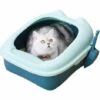 WIAN Petit Bac à Litière Pour Chat, Boîte Qui Fuit, Bac à Litière Pour Chat De Toilette De Haute Qualité, Plateau Facile à Nettoyer, 43,5 * 35 * 14 Cm,vert