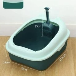 WIAN Petit Bac à Litière Pour Chat, Boîte Qui Fuit, Bac à Litière Pour Chat De Toilette De Haute Qualité, Plateau Facile à Nettoyer, 43,5 * 35 * 14 Cm,vert -Promos Litière et bac à litière Magasin 67415943 3