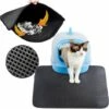 WIAN Tapis De Litière Pour Chat, Tapis De Litière Pour Chat, Bac à Litière Pour Chat, Tapis De Litière Pour Chat Antidérapant à Double Conception En Nid D'abeille, Noir, Taille M (45 * 60cm) -Promos Litière et bac à litière Magasin 67416045 1