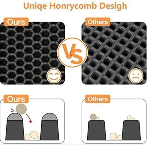 WIAN Tapis De Litière Pour Chat, Tapis De Litière Pour Chat, Bac à Litière Pour Chat, Tapis De Litière Pour Chat Antidérapant à Double Conception En Nid D'abeille, Noir, Taille M (45 * 60cm) 4 WIAN Tapis De Litière Pour Chat, Tapis De Litière Pour Chat, Bac à Litière Pour Chat, Tapis De Litière Pour Chat Antidérapant à Double Conception En Nid D'abeille, Noir, Taille M (45 * 60cm) – Image 2