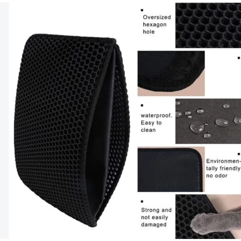 WIAN Tapis De Litière Pour Chat, Tapis De Litière Pour Chat, Bac à Litière Pour Chat, Tapis De Litière Pour Chat Antidérapant à Double Conception En Nid D'abeille, Noir, Taille M (45 * 60cm) 5 WIAN Tapis De Litière Pour Chat, Tapis De Litière Pour Chat, Bac à Litière Pour Chat, Tapis De Litière Pour Chat Antidérapant à Double Conception En Nid D'abeille, Noir, Taille M (45 * 60cm) – Image 3