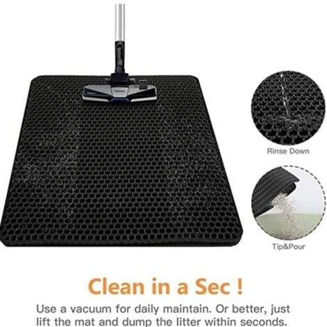 WIAN Tapis De Litière Pour Chat, Tapis De Litière Pour Chat, Bac à Litière Pour Chat, Tapis De Litière Pour Chat Antidérapant à Double Conception En Nid D'abeille, Noir, Taille M (45 * 60cm) 6 WIAN Tapis De Litière Pour Chat, Tapis De Litière Pour Chat, Bac à Litière Pour Chat, Tapis De Litière Pour Chat Antidérapant à Double Conception En Nid D'abeille, Noir, Taille M (45 * 60cm) – Image 4