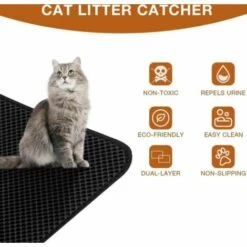WIAN Tapis De Litière Pour Chat, Tapis De Litière Pour Chat, Bac à Litière Pour Chat, Tapis De Litière Pour Chat Antidérapant à Double Conception En Nid D'abeille, Noir, Taille M (45 * 60cm) 11 WIAN Tapis De Litière Pour Chat, Tapis De Litière Pour Chat, Bac à Litière Pour Chat, Tapis De Litière Pour Chat Antidérapant à Double Conception En Nid D'abeille, Noir, Taille M (45 * 60cm) -Promos Litière et bac à litière Magasin 67416045 5