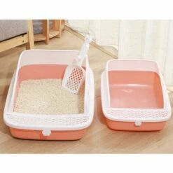 WIAN Bac à Litière Pour Chat Ouvert Garde-corps Haut Bac à Litière Pour Chat Grand Espace étanche Toilette Pour Chat Semi-fermée, 40*30*16cm, Bleu -Promos Litière et bac à litière Magasin 67416079 4