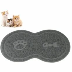 WIAN Paquet De 3 Coussinets Pour Animaux De Compagnie Coussin De Litière Pour Chat Coussin De Nourriture Pour Animaux De Compagnie Coussin De Pied De Chat Coussin De Toilette Pour Chat Coussin De Litière Pour Chat En Forme De 8, Gris 46*26cm