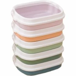 WIAN Boîte à Litière Pour Chat épaissie Semi-fermée En Plastique Anti-éclaboussures Chat Toilette Litière Pour Chat, Vert, Moyen 39*32*11cm -Promos Litière et bac à litière Magasin 67416099 5