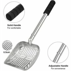 THSINDE Pelle à Litière Pour Chat, Pelle à Litière Antiadhésive Pour Chat, Pelle Creuse Réglable En Acier Inoxydable Avec Longue Poignée Durable Pour Tamiser Et Nettoyer La Litière -Promos Litière et bac à litière Magasin 67503762 4