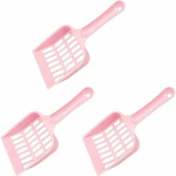 ENLENK 3pcs Pelle à Litière Pour Chat, Pelles En Plastique Pour Chat Pelle à Litière En Plastique Pelle à Litière Kitty Avec Long Manche Pour Nettoyage Des Toilettes De Sable De Chat(Rose)