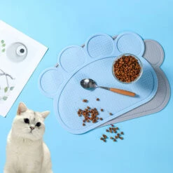 ENLENK Tapis De Litière En Silicone En Forme De Pattes Pour Chat Motif Chat Bleu Bébé 40 X 30 Cm -Promos Litière et bac à litière Magasin 67585188 3