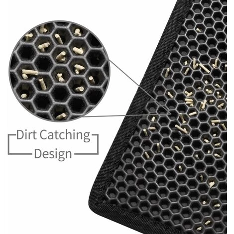 FLYME Tapis De Litière Pour Chat Bac à Litière Pour Chat, EVA Imperméable, Design Double Nid D'Abeille (60x45cm, Noir) 5 FLYME Tapis De Litière Pour Chat Bac à Litière Pour Chat, EVA Imperméable, Design Double Nid D'Abeille (60x45cm, Noir) – Image 3