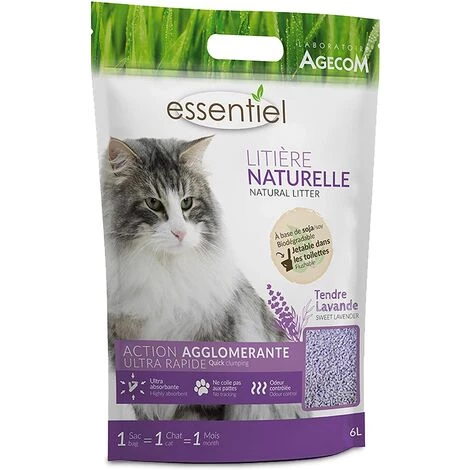 Essentiel - Litière Naturelle Au Soja Pour Chat Parfum Lavande - 6L 4 Essentiel - Litière Naturelle Au Soja Pour Chat Parfum Lavande - 6L – Image 2