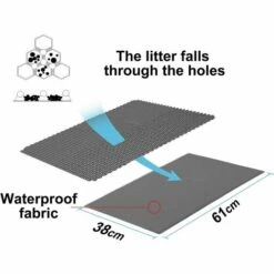 THSINDE Tapis De Litière Pour Chat, Tapis De Litière En Nid D'abeille Double Couche De Grande Taille 76x61cm Adapté à La Litière Pour Chat Autonettoyante Fermée, Sol Facile à Nettoyer (61 * 38cm, Gris) -Promos Litière et bac à litière Magasin 67663220 3