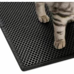 LLOVE Tapis Litière Chat 24*18in Bac à Litière Pour Chats, Imperméable Non Toxique EVA,Double Couche En Nid D'abeille Design (Noir) -Promos Litière et bac à litière Magasin 67915448 4