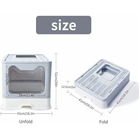GRID COOL Bac à Litière Pour Chat|Grande Maison De Toilette Chat Pliable Avec Couvercle|Bac De Tiroir | Pelle à Litière Et Brosse à Peigne De Massage| Facile à Nettoyer, Grande Capacité |Portable 5 GRID COOL Bac à Litière Pour Chat|Grande Maison De Toilette Chat Pliable Avec Couvercle|Bac De Tiroir | Pelle à Litière Et Brosse à Peigne De Massage| Facile à Nettoyer, Grande Capacité |Portable – Image 3