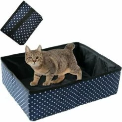 QERSTA Litière Pliable Portable Pour Chat Général, étanche, Propre Et Douce Pour La Maison Et L'extérieur - Bleu, L