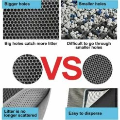 QERSTA Tapis De Litière Pour Chat Bac à Litière Pour Chat, EVA Non Toxique Imperméable, Double Conception En Nid D'Abeille (65x45cm, Gris) -Promos Litière et bac à litière Magasin 68272198 4