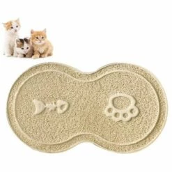 ENLENK Tapis De Litière Pour Chat Set De Table Pour Chat Tapis De Sol Pour Chat Tapis De Toilette Pour Chat Tapis De Litière Pour Chat 8 Formes (Beige