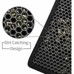 GRID COOL Tapis Litière Chat Bac à Litière Pour Chats, Imperméable Non Toxique EVA,Double Couche En Nid D'abeille Design (60x45 Cm, Noir) -Promos Litière et bac à litière Magasin 68492149 3