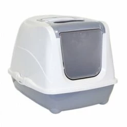 Maison De Toilette Grande Taille Grise Et Blanche Pour Chat Flip Cat Anka